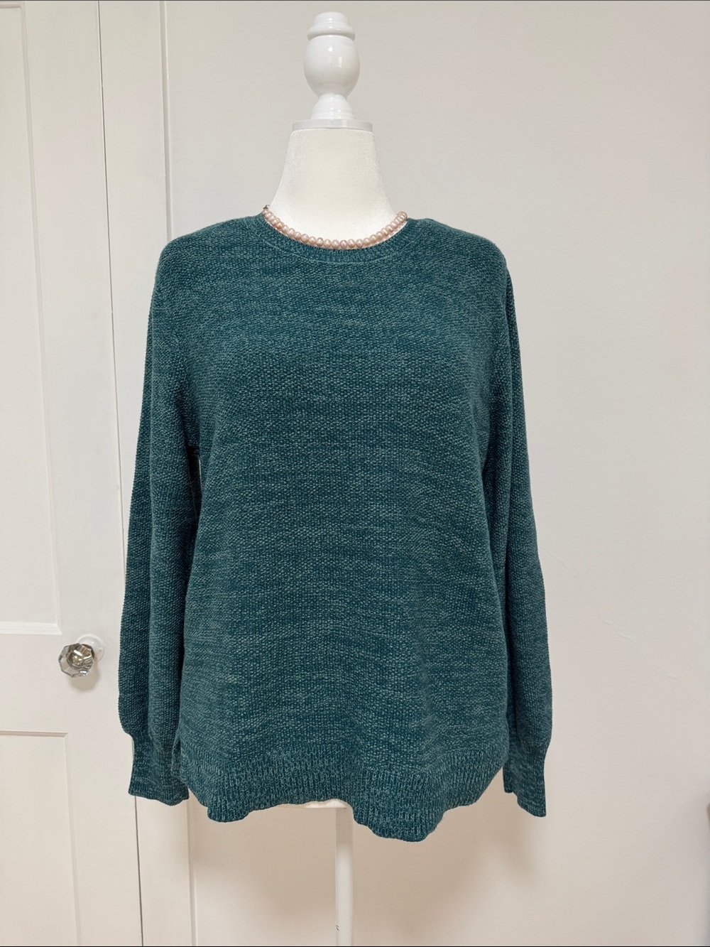 Gloria Vanderbilt Teal Knit Crewneck Sweater